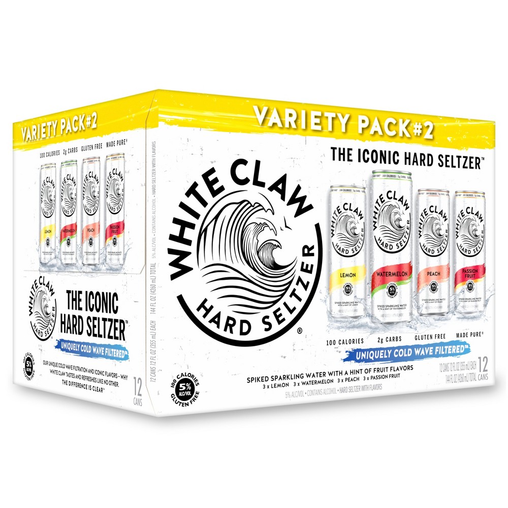 White Claw Hard Seltzer Variety Pack No. 2 - 12pk/12 fl oz Slim Cans
