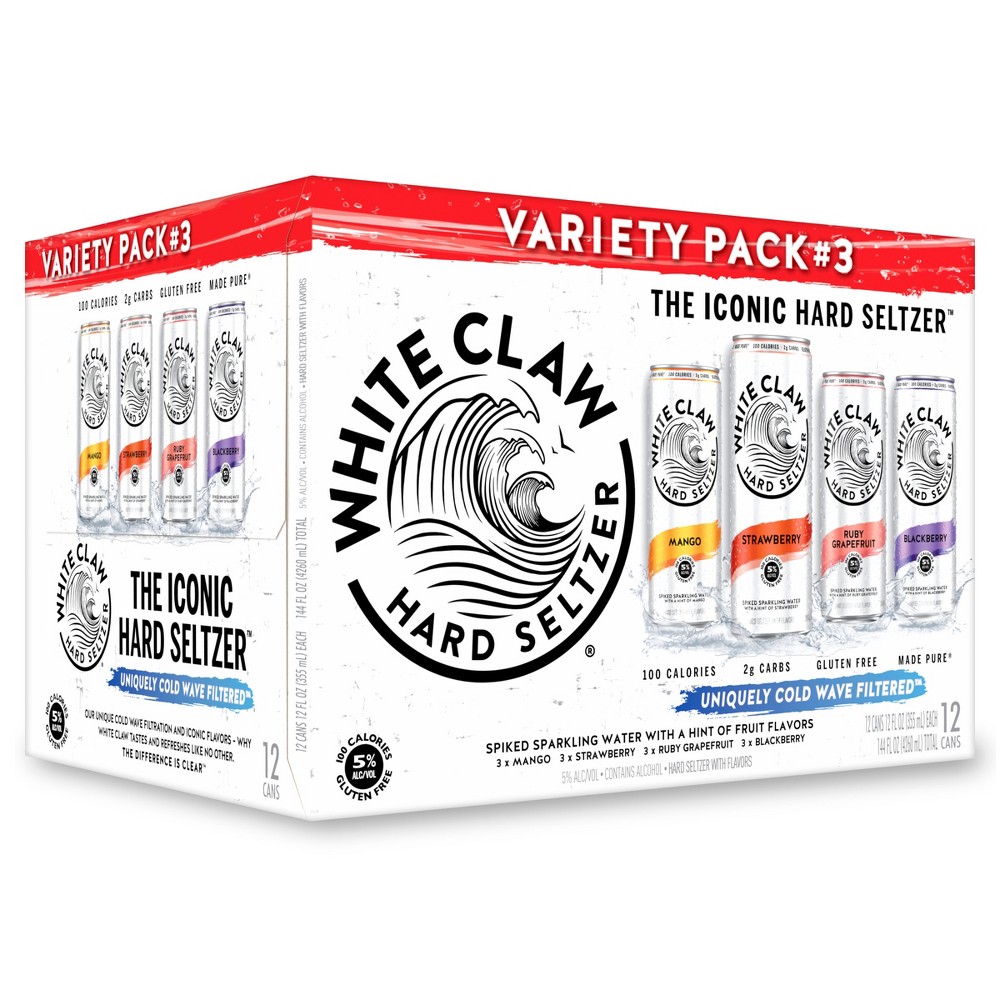 White Claw Hard Seltzer Variety Pack #3 - 12pk/12 fl oz Cans
