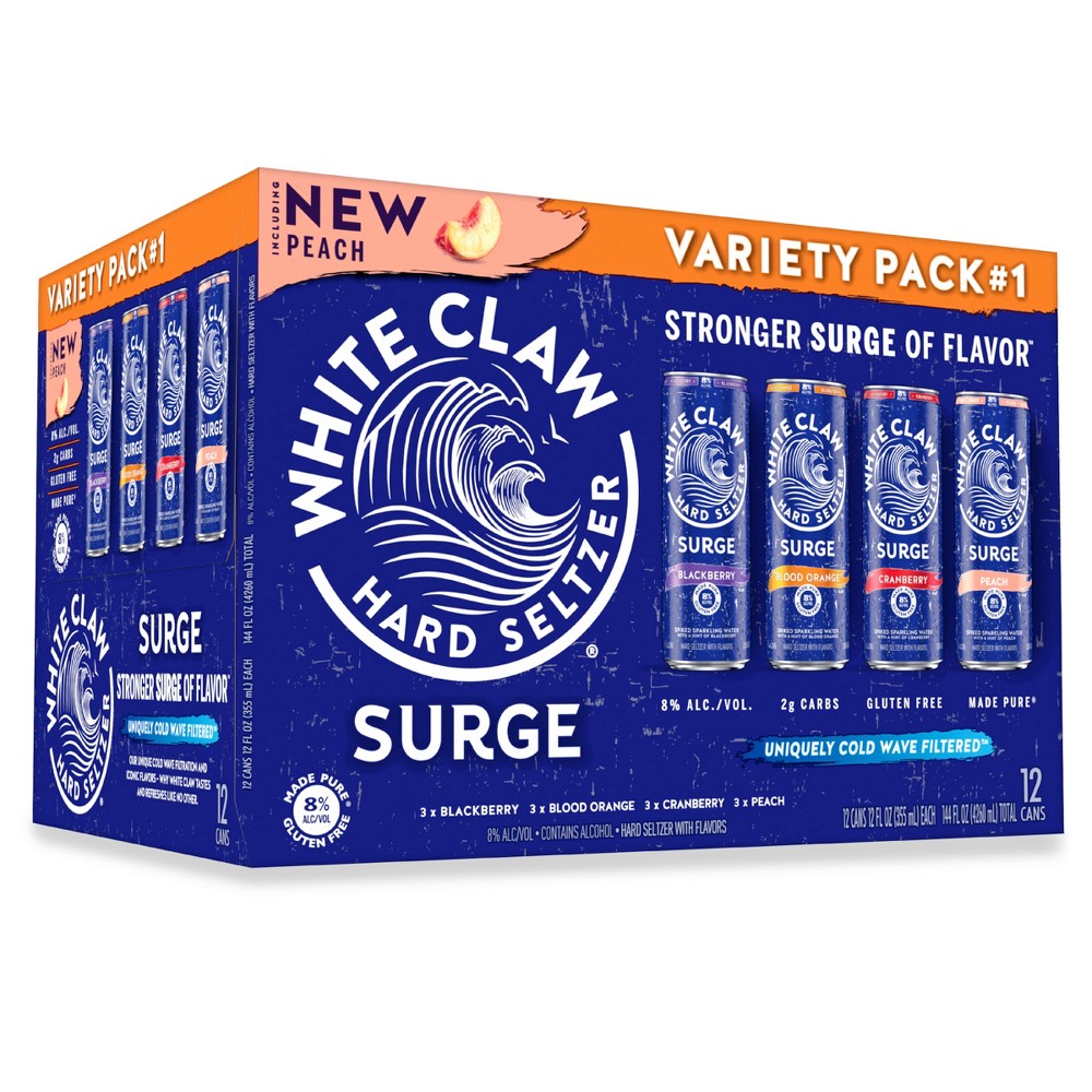 White Claw SURGE Hard Seltzer Variety Pack - 12pk/12 fl oz Slim Cans