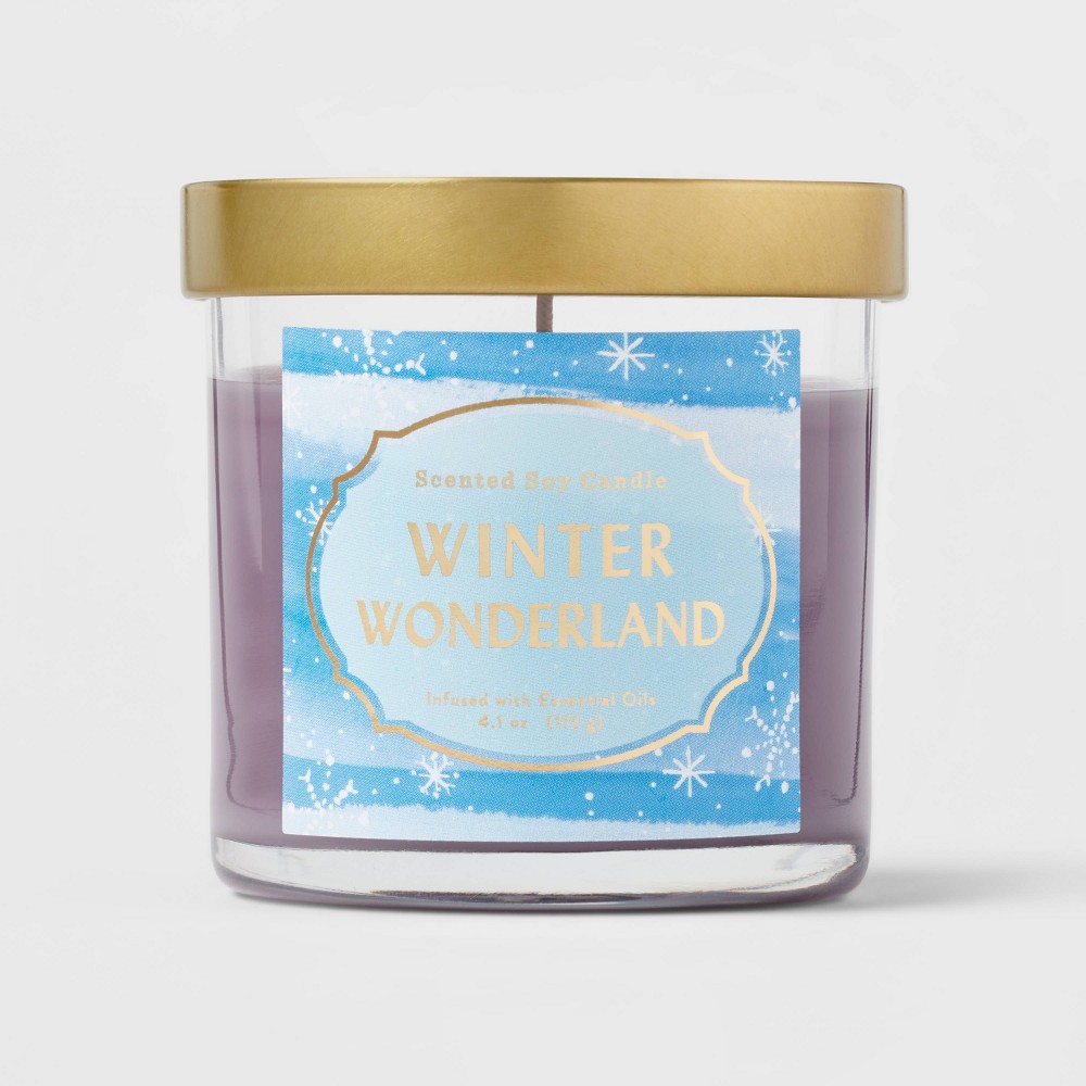 4.1oz Lidded Glass Jar 1-Wick Winter Wonderland Sandalwood Candle - Opalhouse™