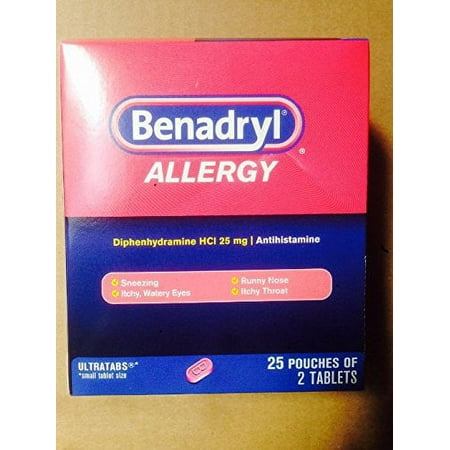 Benadryl 25/2s Display Box 25 Packets of 2 Pills BEN2