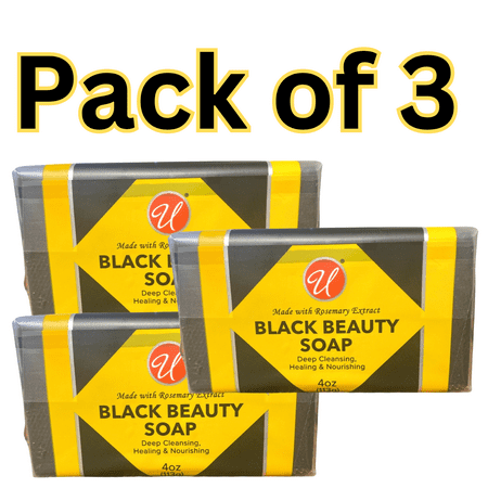 Black Beauty Soap - Pack of 3  4oz  Made with Rosemary Extract  Deep Cleansing  Healing & Nourishing