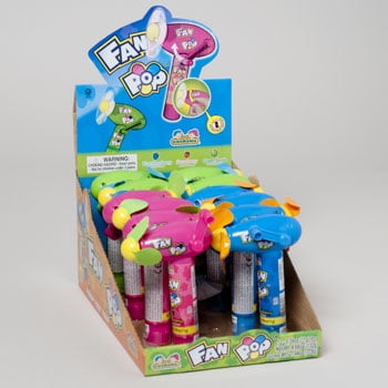 Kidsmania - Fan Pop - Hand Fan with Lollipop - Blue Raspberry, Strawberry, & Green Apple flavors