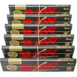 RAW Classic Black King Size Slim Natural Unrefined Ultra Thin 110mm Rolling Papers (6 Packs) (B01N7VKPTD)