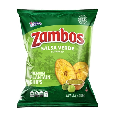Zambos Premium Salsa Verde Plantain Chips  5.30 oz Bag