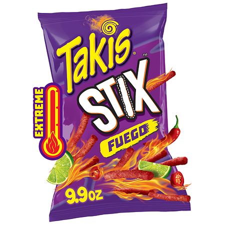 Takis Fuego Stix 9.9 oz Sharing Size Bag  Hot Chili Pepper & Lime Corn Snack Sticks