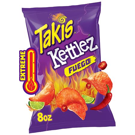 Takis Fuego Kettlez 8 oz Sharing Size Bag  Hot Chili Pepper & Lime Kettle-Cooked Potato Chips