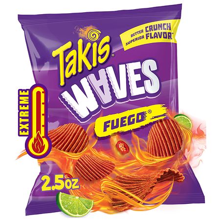 Takis Fuego Waves 2.5 oz Bag  Hot Chili Pepper & Lime Flavored Spicy Wavy Potato Chips