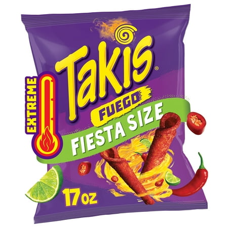 Takis Fuego 17 oz Fiesta Size Bag  Hot Chili Pepper & Lime Rolled Tortilla Chips