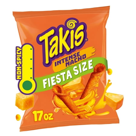 Takis Intense Nacho 17 oz Fiesta Size Bag  Cheese Rolled Tortilla Chips