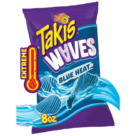 Takis Blue Heat Waves 8 oz Sharing Size Bag  Hot Chili Pepper Wavy Potato Chips