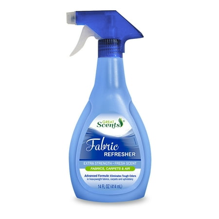 Great Scents Fabric Refresher. Removes bad Odors from all types of Fabrics. Advanced Formula. Fresh Scent. 14 Fl.Oz / 414 ml