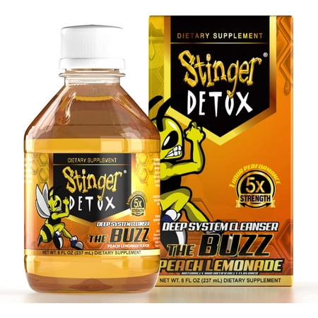 Stinger Detox Buzz 5X Extra Strength Drink – Peach Lemonade Flavor – 8 FL OZ