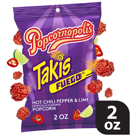 Takis Popcornopolis Fuego, Extreme Savory Popcorn Hot Chili Pepper & Lime - 2.0 oz