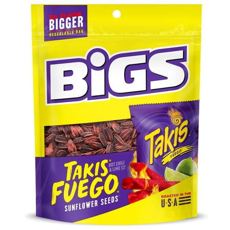 Bigs Takis Fuego Sunflower Seeds  Hot Chili Lime Flavor  Low Carb Lifestyle  5.35 oz. Bag