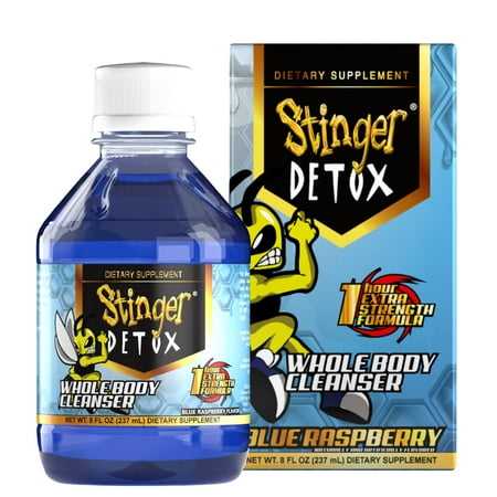 Stinger Detox Whole Body Cleanser Extra Strength Drink  Liquid – Blue Raspberry – 8 FL OZ - Ready to Drink