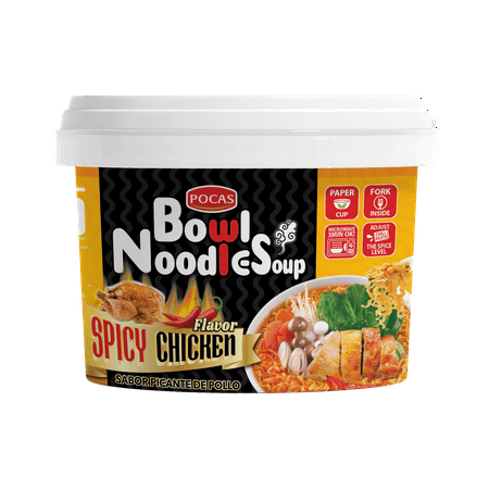 Pocas Bowl Noodle Soup  Spicy Chicken  3.17 Ounce (Pack of 12)