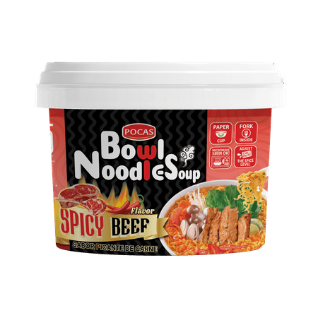 Pocas Bowl Noodle Soup, Spicy Beef, 3.17 Ounce (Pack of 8)