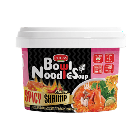 Pocas Bowl Noodle Soup, Spicy Shrimp, 3.17 Ounce (Pack of 8)