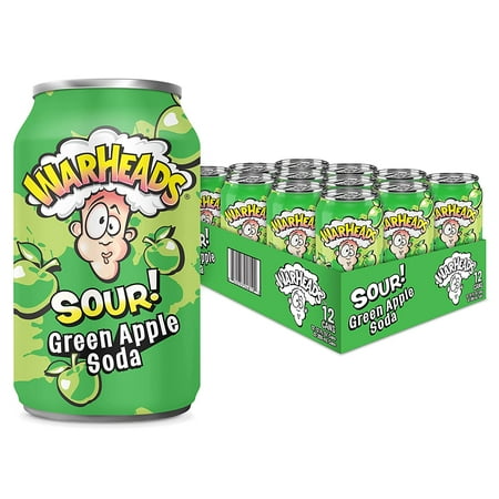 Warheads Sour Green Apple Soda 12oz Can