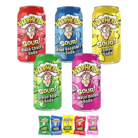 Warheads Sour Blue Raspberry Soda 12oz Can