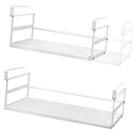 SKYSONIC Under Storage Basket Expandable Organizer  2 Pack Hanging Baskets Under Cabinet  -Saver Pantry Kitchen Cupboard Desk Bookshelf  Slide-in