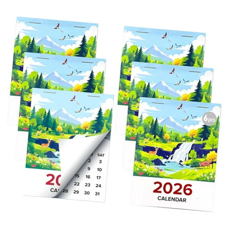 SJJ 2026 Calendar 6-Pack Adhesive Monthly Calendars for Car Dashboard  Wall  Refrigerator  Laptop  Office | 3.35  4.45  | January to December