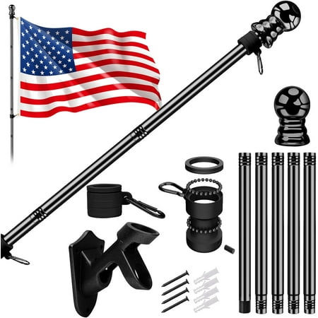 SJJ with Pole for House Outside  5Ft Aluminum Poles Kit and 100% Polyester 3x5 ft   No Spinning Pole and Multi-Position Pole