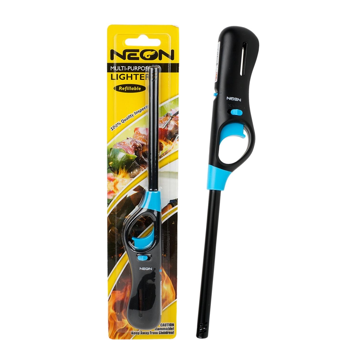 6 NEON Refillable Multi Purpose Lighters BBQ 100% Quality Inspected  color vary