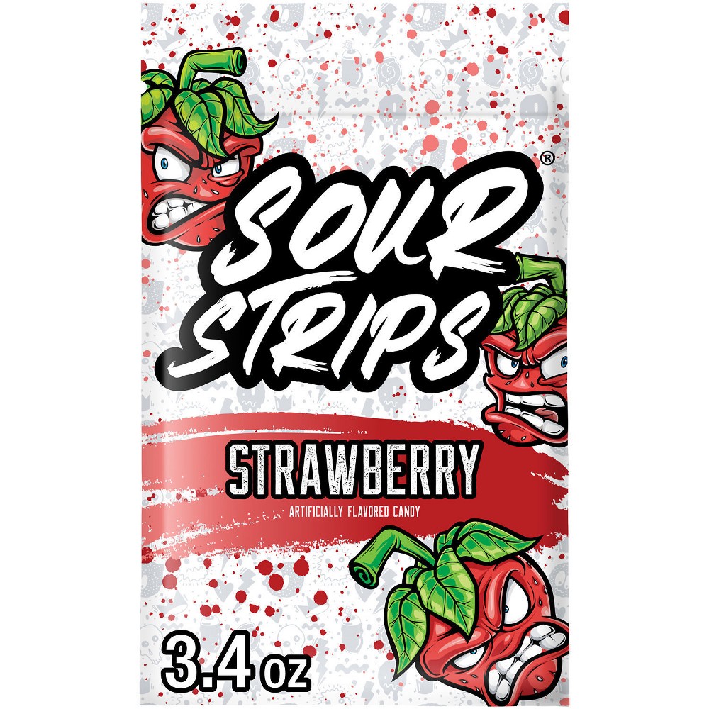 Strawberry Sour Strips Candy - 3.4oz