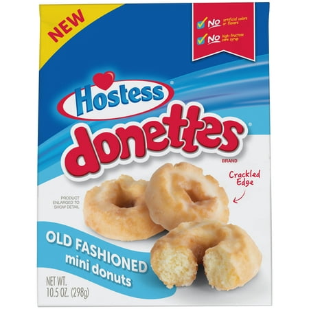 HOSTESS DONETTES Old Fashioned Mini Donuts  Resealable Bag  Great Traditional Taste - 10.5 oz.